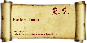 Roder Imre névjegykártya